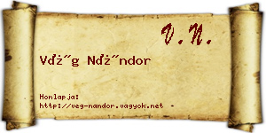 Vég Nándor névjegykártya