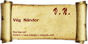 Vég Nándor névjegykártya